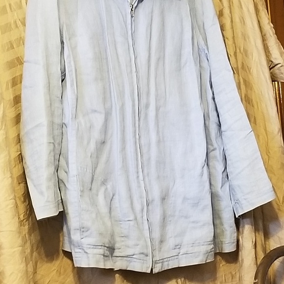 Pale Blue Linen Zip Up 🦚 3 for $21 or 6 for $30 - Picture 2 of 7
